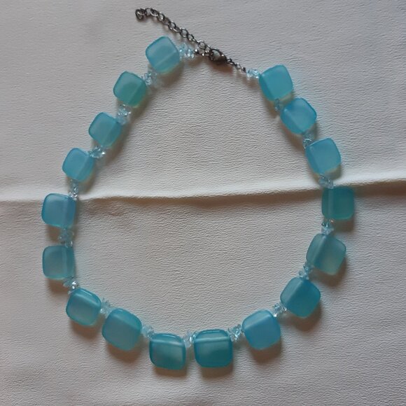 Vintage Brazilian Blue Chalcedony Necklace and Earrings Set - Picture 12 of 16